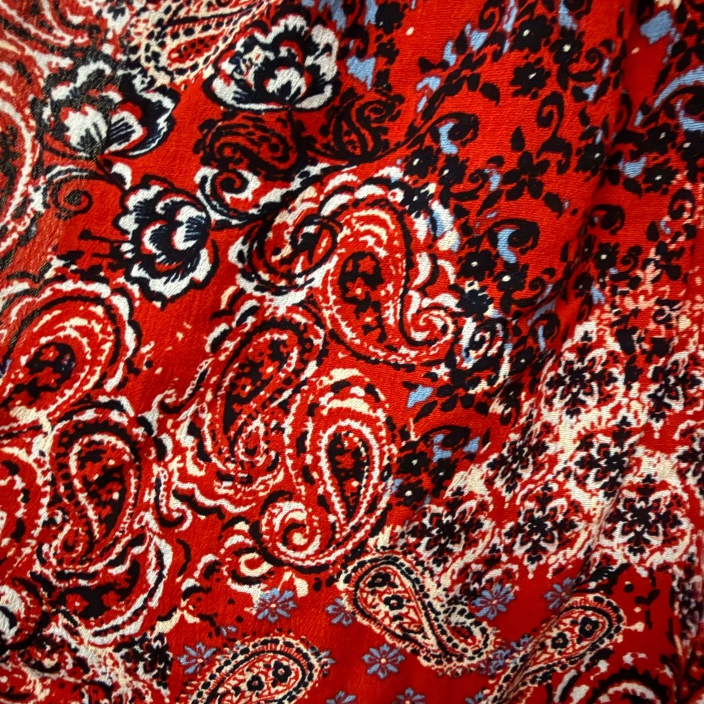 Red Paisley Women's Top - Picture 2 of 4